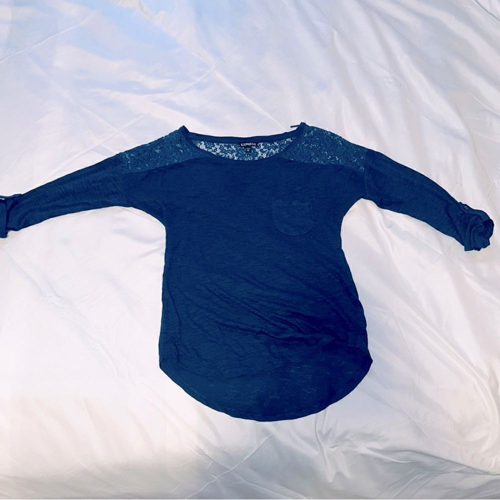 Express X-Small Navy Blue Half Sleeve Shirt